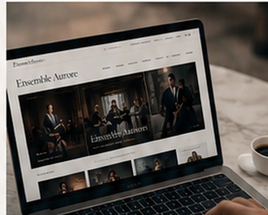 Site internet musical présenté sur un ordinateur portable